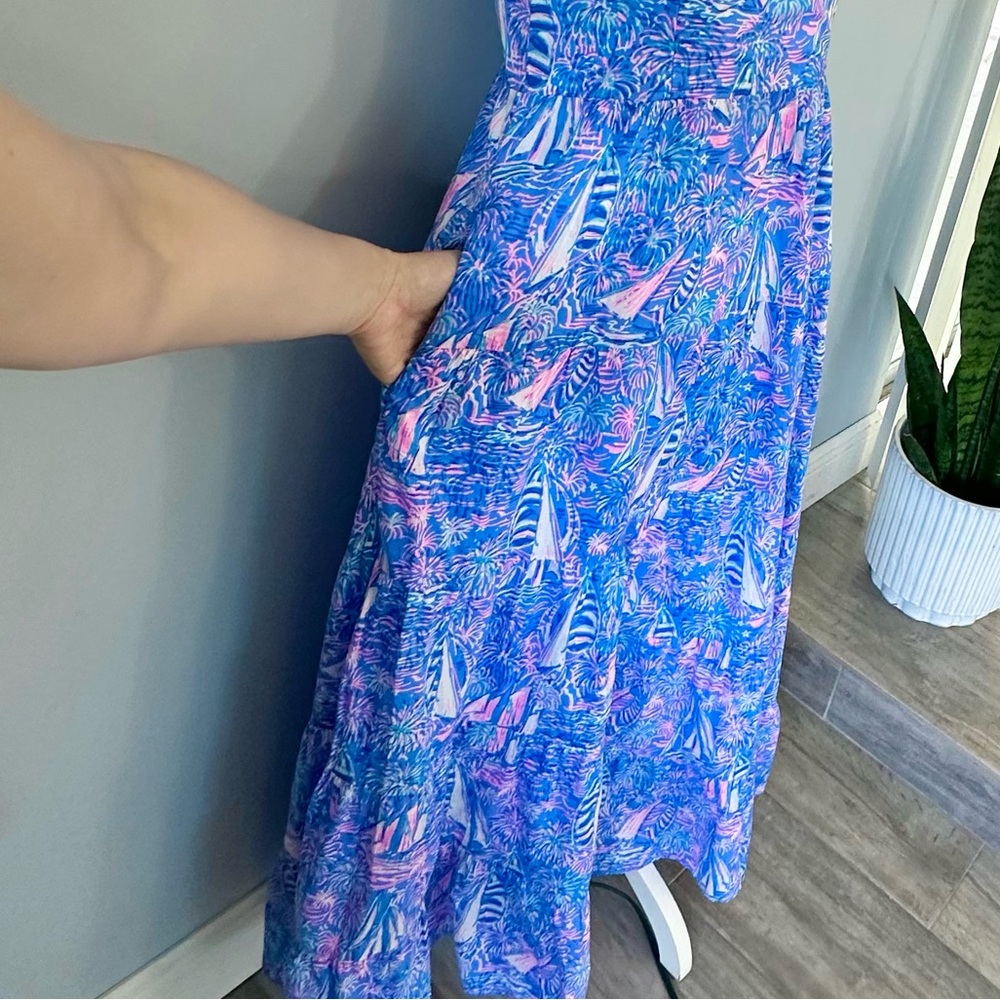 Lilly Pulitzer Jenette Halter Maxi Dress Boca Blue Its Sailabration Print NWT - Picture 12 of 16